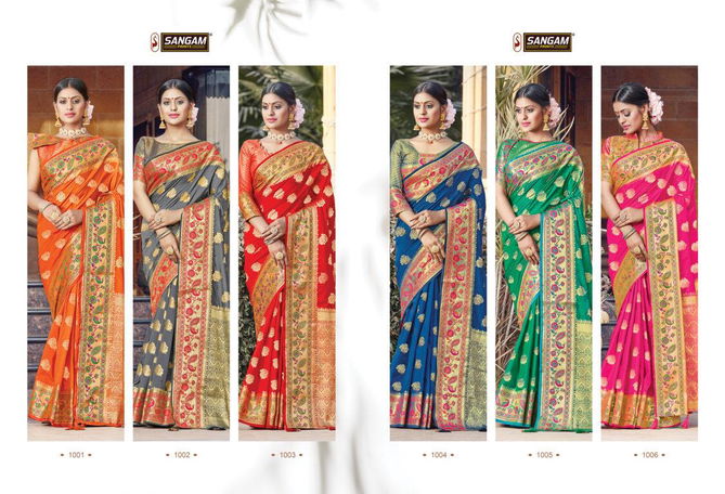  Sangam  Latest Fancy Designer Festive Wear Pure Silk Saree Collection 